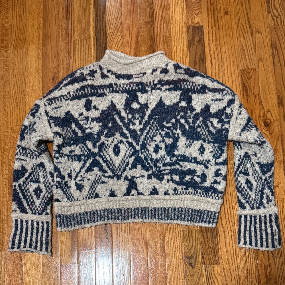 Anthropologie-Pilcro Navy and Cream Cowl Sweater